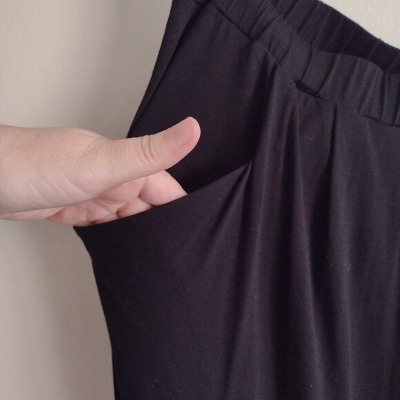 Eileen Fisher Black Pull On Pants XL Relaxed Fit Cropped Stretch Knit Trousers - Picture 5 of 11